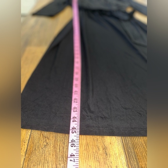 INC International Concepts Black Faux Wrap Midi Dress Flattering waist belt tie - Picture 10 of 12